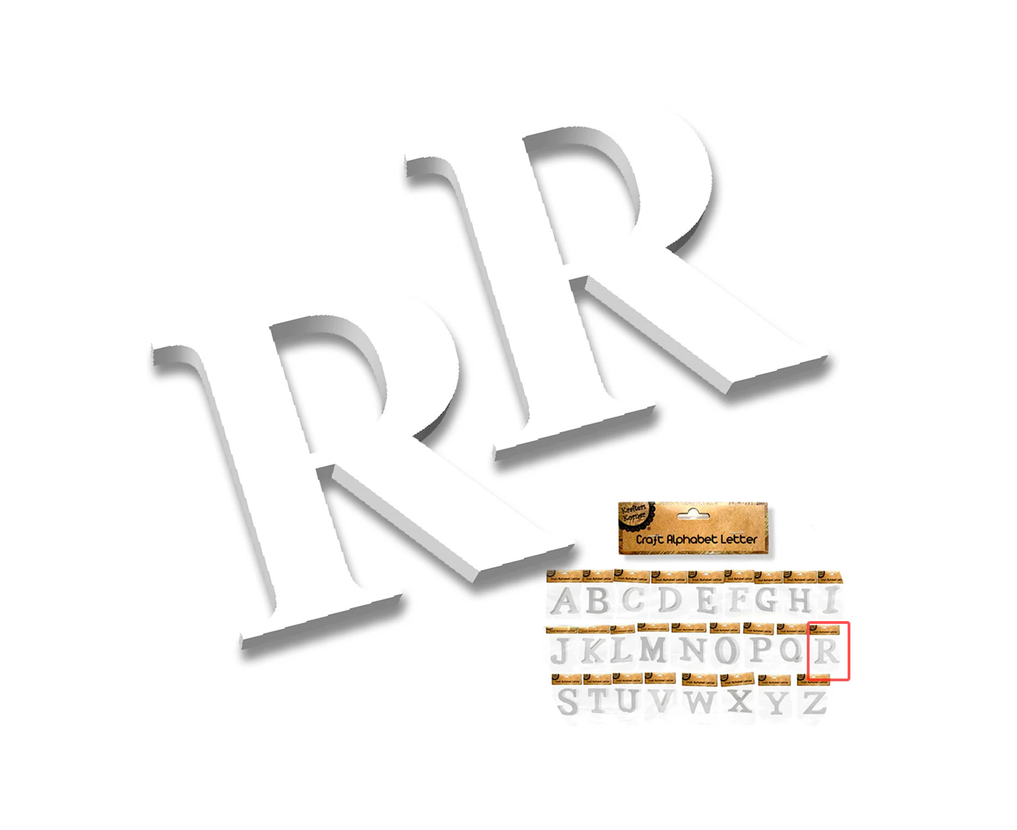 [2PK] Krafters Korner Craft Alphabet Letter R, White MDF Letters, Sturdy Material, Allow You To Spell Words, Perfect For Decorating In Your Preferred Style