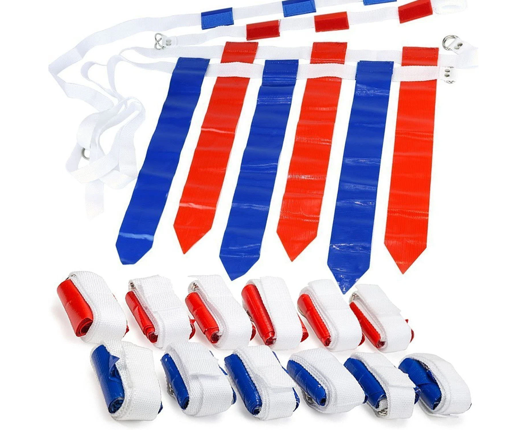 12 Player 3 Flag Football Set - 12 Belts with 36 Flags [ 18 RED & 18 Blue Flags ]