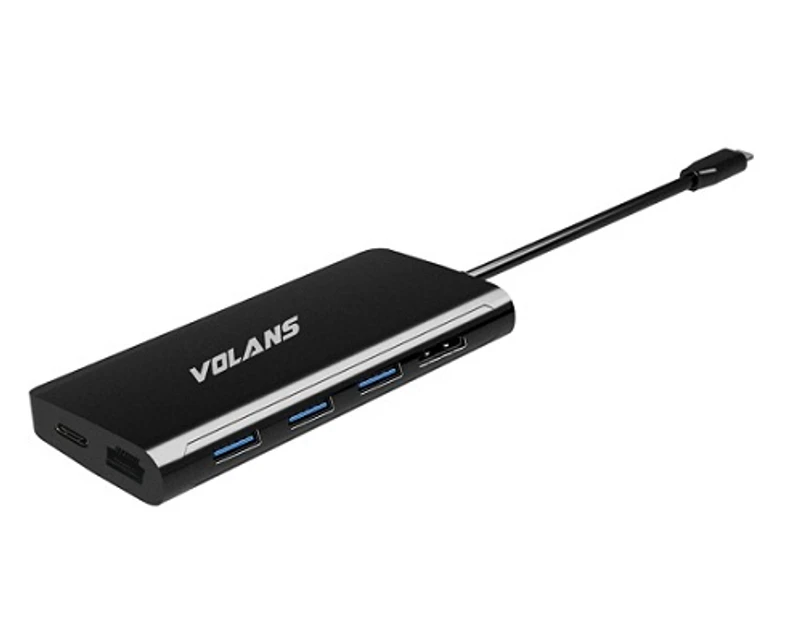 Volans VL-UCH3CLR Aluminium USB-C Multiport Adapter Power Delivery HDMI2.0 LAN 3xUSB3.0 Card Reader 1 Year
