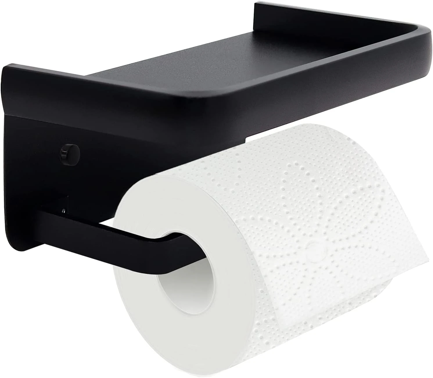 Toilet Paper Holder with Shelf, Black Toilet Paper Holder, Toilet Paper roll Holder