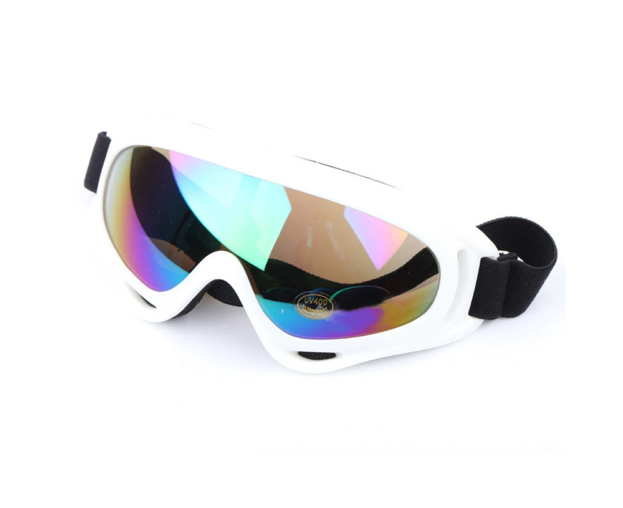 Unisex Skiing Snowboard Skate Snowmobile Glasses Windproof Dustproof Goggles-White