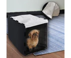 Dog Cage Protector Anti-bite Keep Warmth Breathable Four Opening-door Dog Shrouded Outdoor Supplies-Black