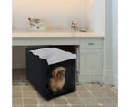 Dog Cage Protector Anti-bite Keep Warmth Breathable Four Opening-door Dog Shrouded Outdoor Supplies-Black