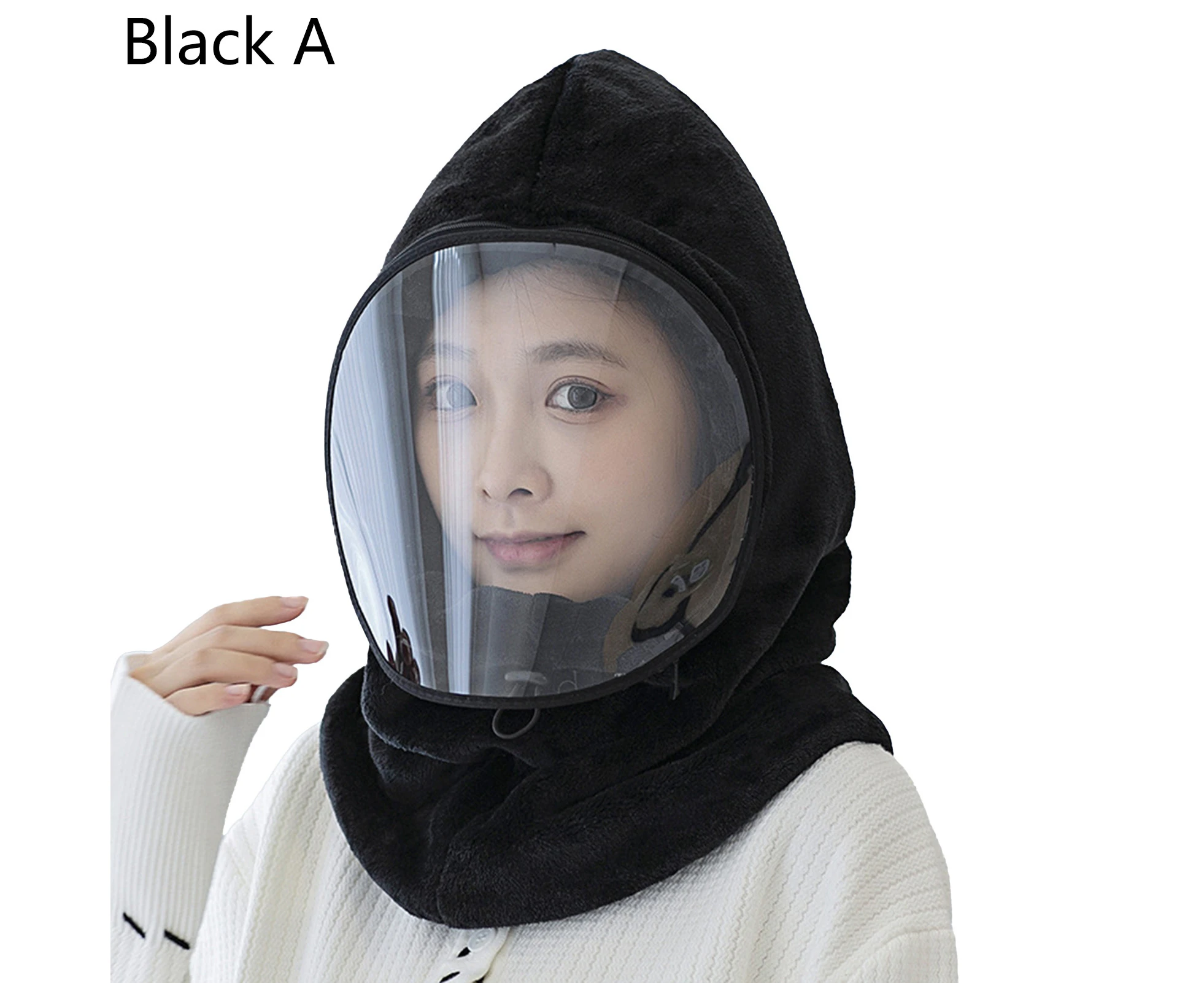 Thicken Hood Hat High Density Windproof Warm Ear Protective Neckerchief Hat for Outdoor-Black