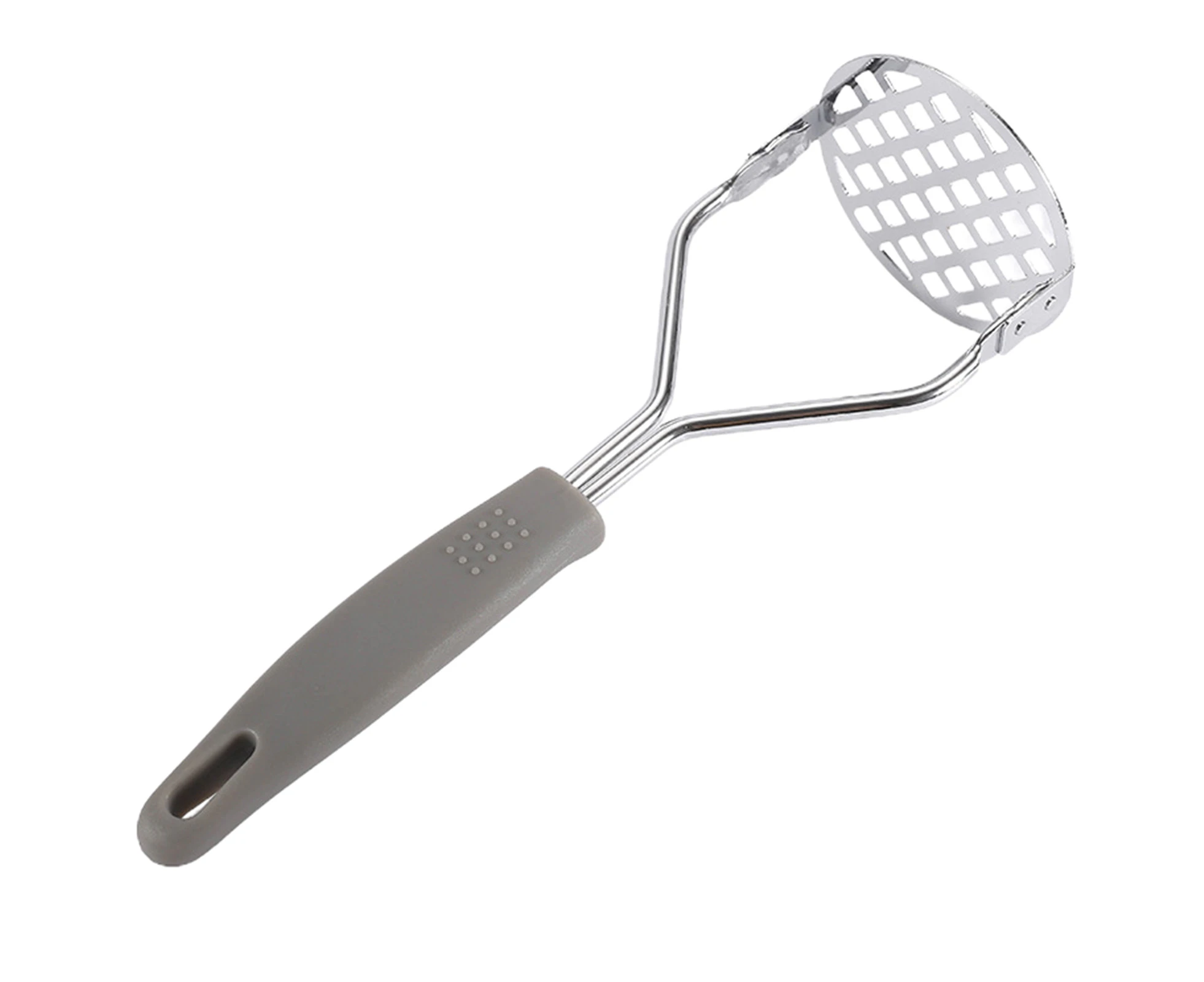 Potato Masher Durable Non Slip Handle Kitchen Dining Room Press-on Type Potato Mashing Ricer for Daily Life-Grey