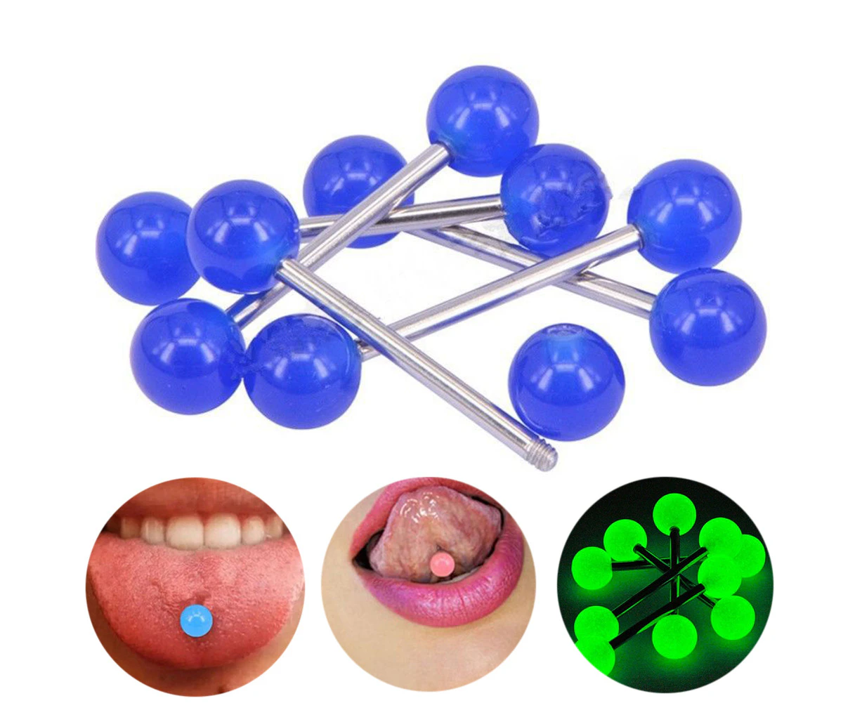 10Pcs/Set Fashion Luminous Ball Navel Ring Stud Tongue Body Piercing Jewelry-Assorted Colors - Assorted Colors