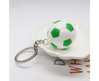 2 Pcs Key Ring Vibrant Color Water-proof ABS School Carnival Reward Soccer Keychain for Kids Green