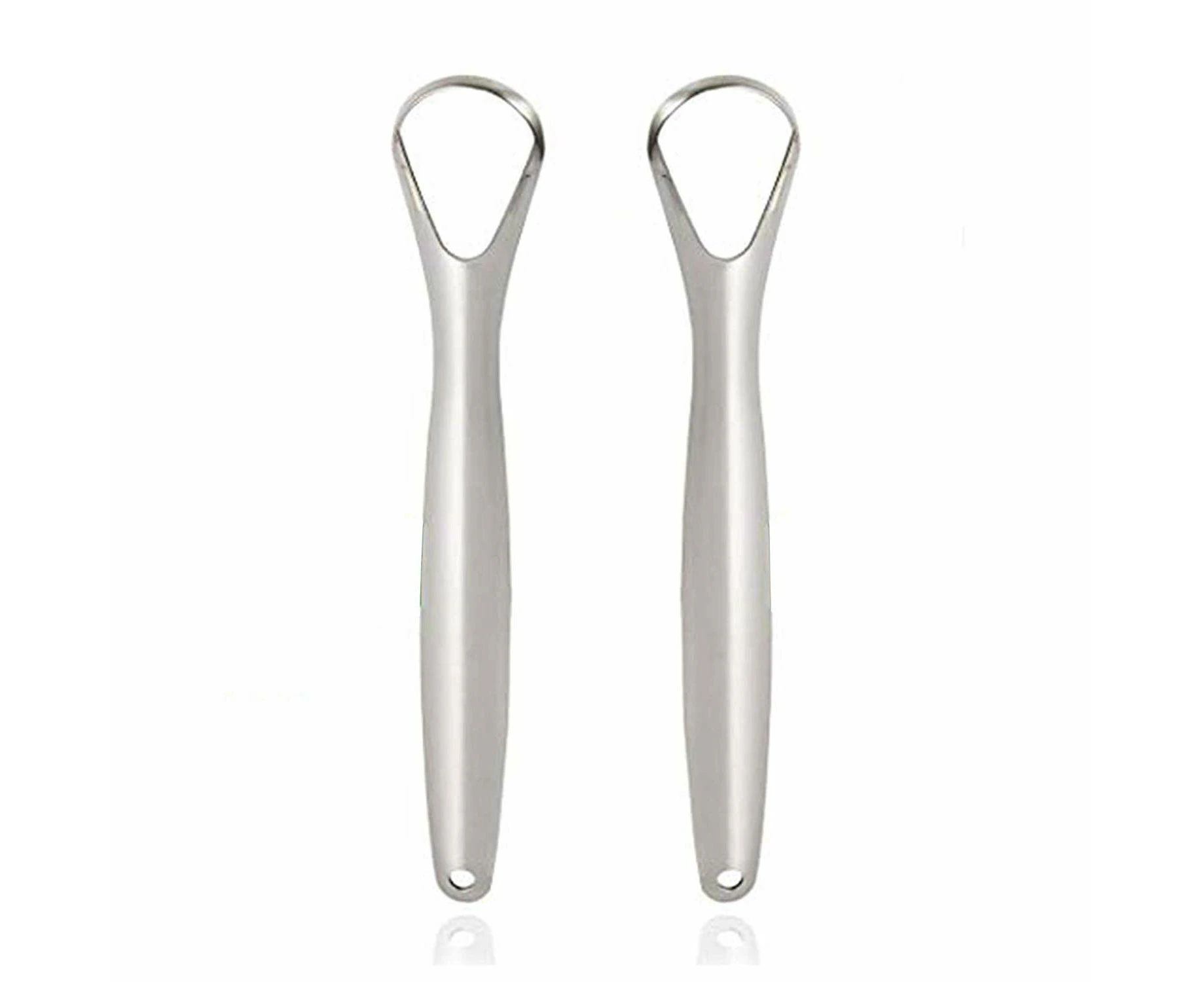 Tongue Scraper - Pack Of 2 Reduce Bad Breath Stainless Steel Tongue Cleaners 100% Bpa Free Metal Tongue Scrapers For Adults And Kids Medical Grade