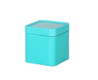 Storage Bin with Lid Dustproof Iron Mini Sturdy Loose Tea Bucket Household Supplies Lake Blue