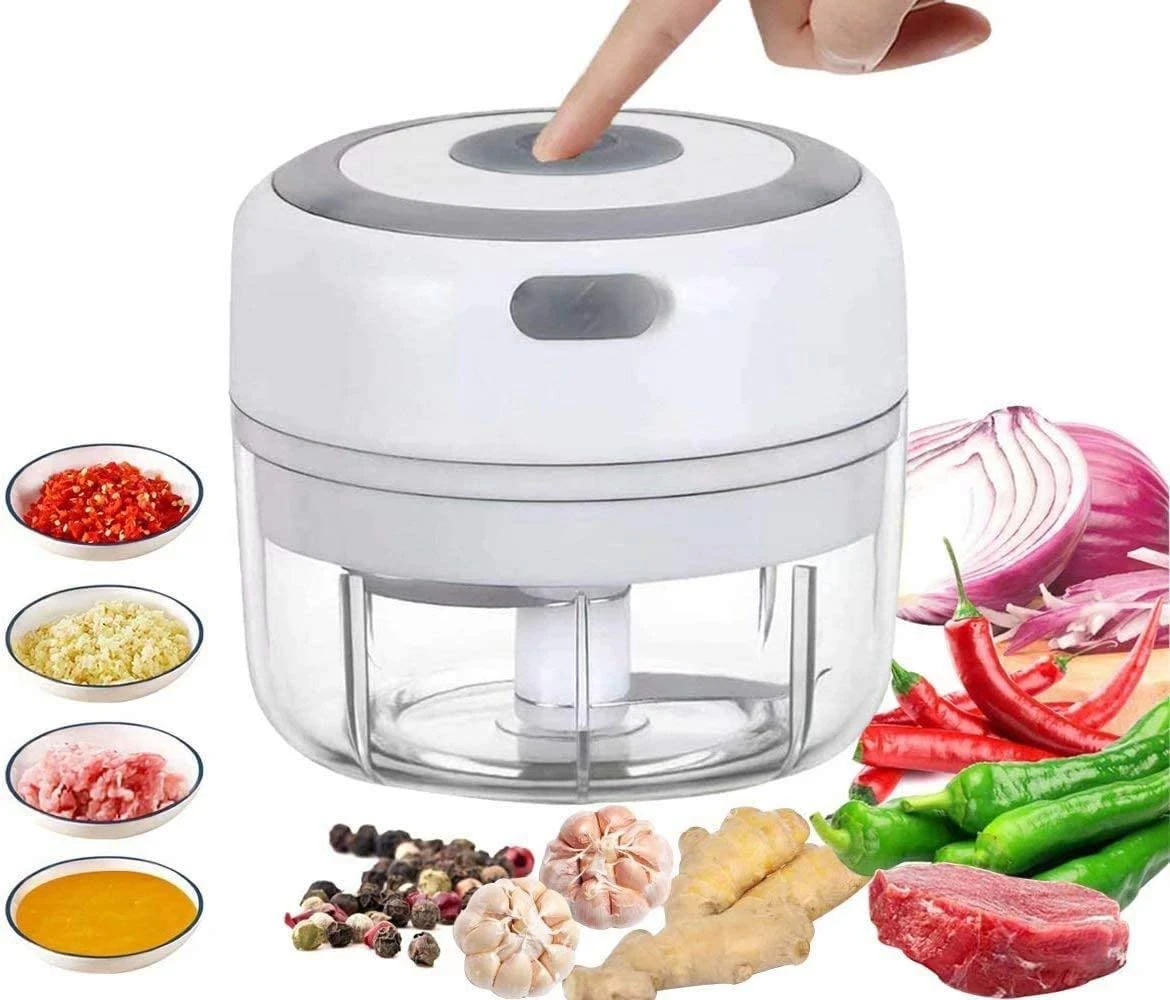 Electric Mini Garlic Chopper – Small Wireless Food Processor Portable Mini Garlic Choppers Blender Mincer Waterproof USB Charging For Ginger Onion-Pink