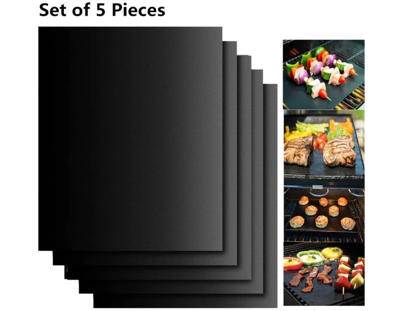 Set of 5 Cooking Mats BBQ Mat Barbecue Plate Baking Sheet Gas Barbecue Oven Electric Charcoal Non-stick