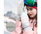 1 Pair Women Gloves Plush Lined Ribbed Cuffs Full Cover Winter Waterproof Letter Print Cycling Gloves for Outdoor Sports Style2