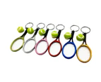 Simulation Mini Tennis Racket Ball Keychain Pendant Bag Key Ring Accessories Silver