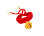 Pet Collar Knitted Bell Pendant Adjustable Woolen Yarn Adorable Dog Necklace for Daily Life-Red XS