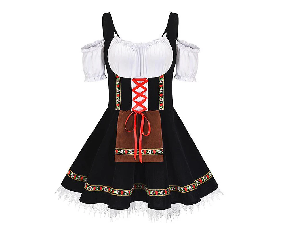 New Halloween, German Beer Girl Dress, Bar Maid Dress Plus Size German Oktoberfest Dress - XXL