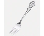 Relief Pattern Coffee Spoon Rust-resistant Stainless Steel School Canteen Dessert Fork for Restaurant Silver 2