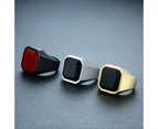 Vnox Casual Men Ring Red CZ Stone Square Top Stainless Steel Gold Color Daily Male Alliance Jewelry Size （ size:9 )