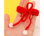 Pet Collar Knitted Bell Pendant Adjustable Woolen Yarn Adorable Dog Necklace for Daily Life-Red L