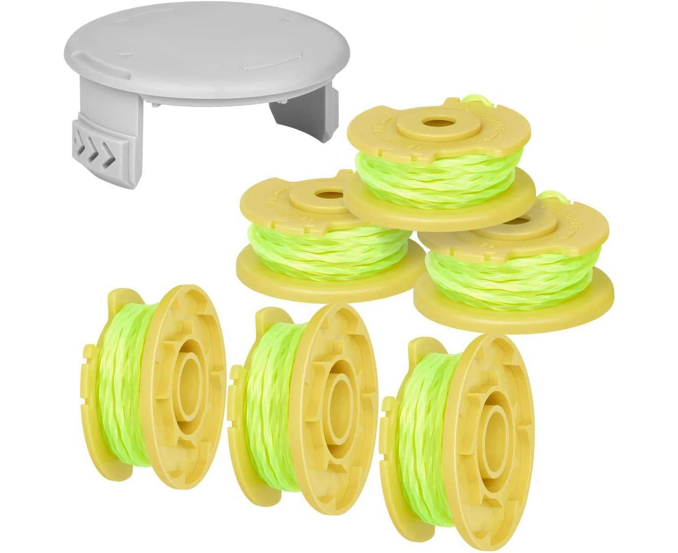 AC80RL3 Replacement Spool Compatible with Ryobi One Plus + 18V 24V 40V, 3m/0.080in (6 Spools, 1 Cap)