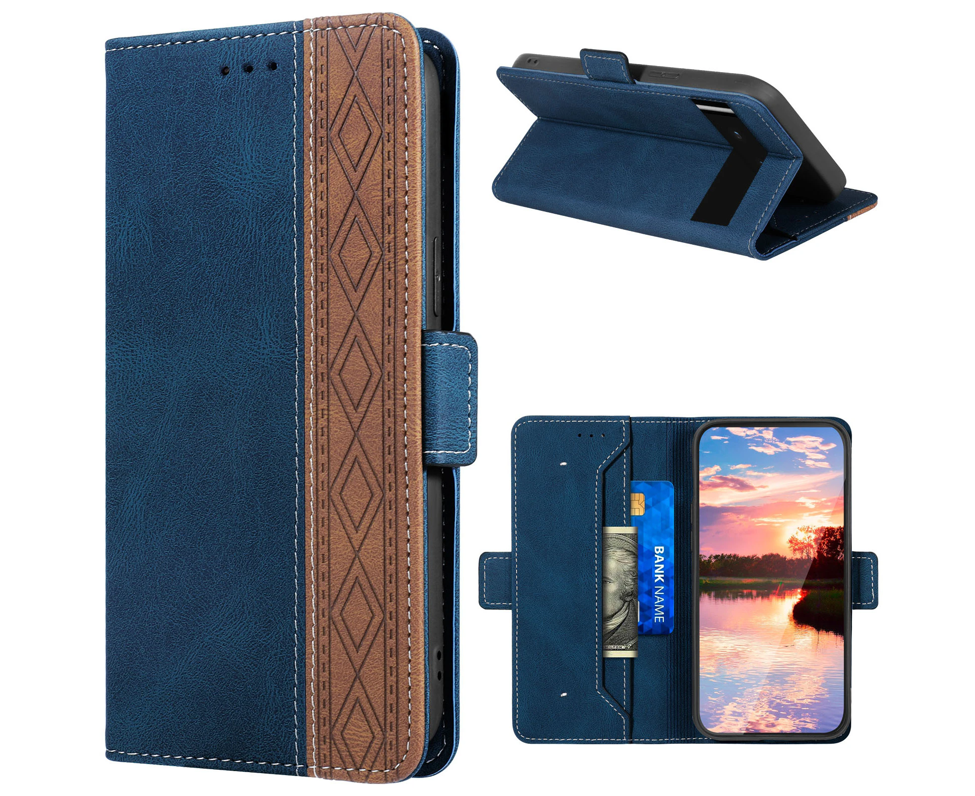 RXZT Google Pixel 6 Pro Phone Case Wallet - Blue