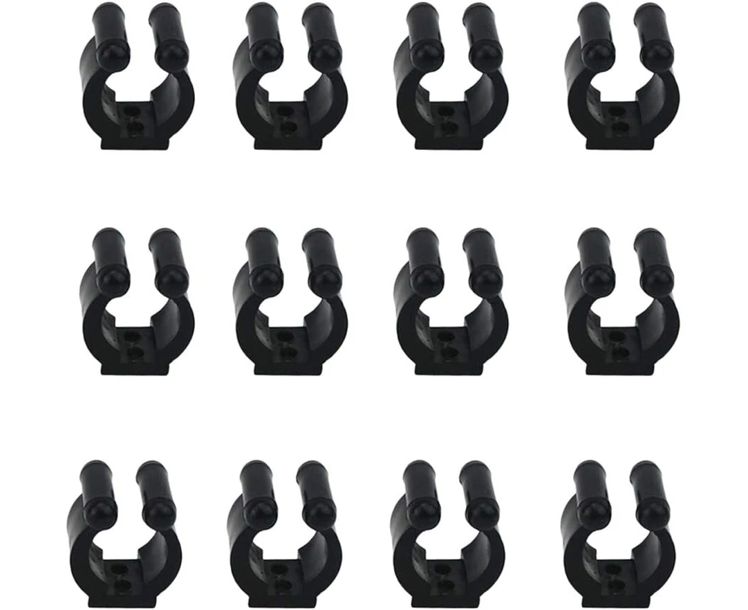 12 Pcs Billiards Snooker Cue Locating Clip Holder Fishing Pole Rod Holder Clips for Pool Cue Racks Fishing Rod Storage Rack Black