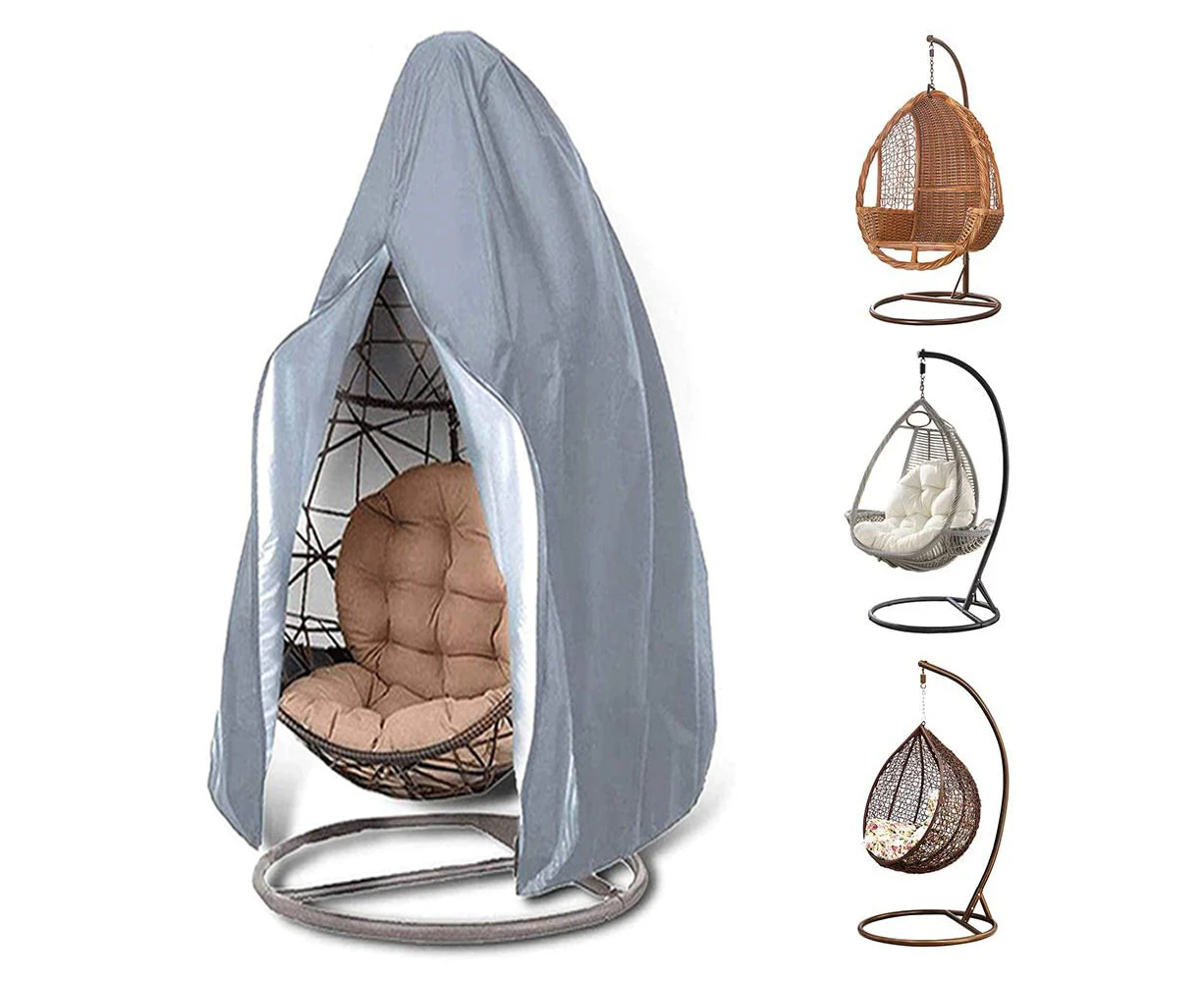 Hanging Egg Chair Cover, Durable Lightweight Waterproof Egg Swing Chair Cover with Zipper Fits Most Outdoor Single Swing Egg Chair Dust Protector - Grey