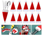 10PCS Red Hat Santa Cutlery Christmas Knife Bag Xmas Fork Holder Xmas Decoration