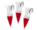 10PCS Red Hat Santa Cutlery Christmas Knife Bag Xmas Fork Holder Xmas Decoration