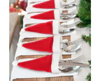 10PCS Red Hat Santa Cutlery Christmas Knife Bag Xmas Fork Holder Xmas Decoration