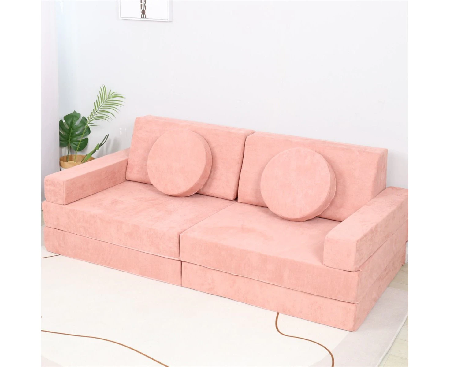 All 4 Kids Ethan 10 PCS Play Couch - Rose