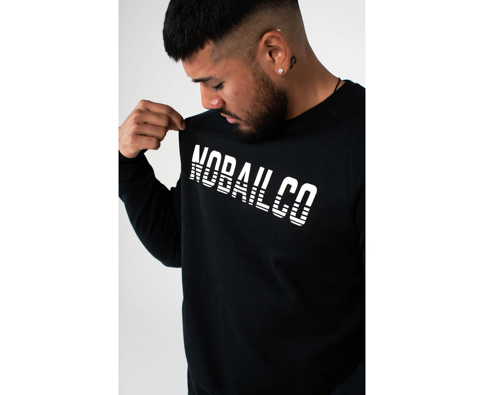 NOBAILCO MEN'S MERSMERISE FLEECE PULLOVER SWEATERS / CREW NECK SWEATSHIRTS PULLOVER JUMPERS QUICK DRY SOFT WASH - Black