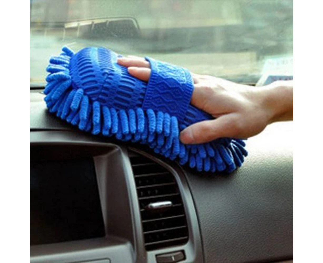 Auto Soft Chenille Sponge Hand Gloves Fleece Coral Car Cleaning Washing Brush-Random Color Ultra-fine Chenille, Sponge