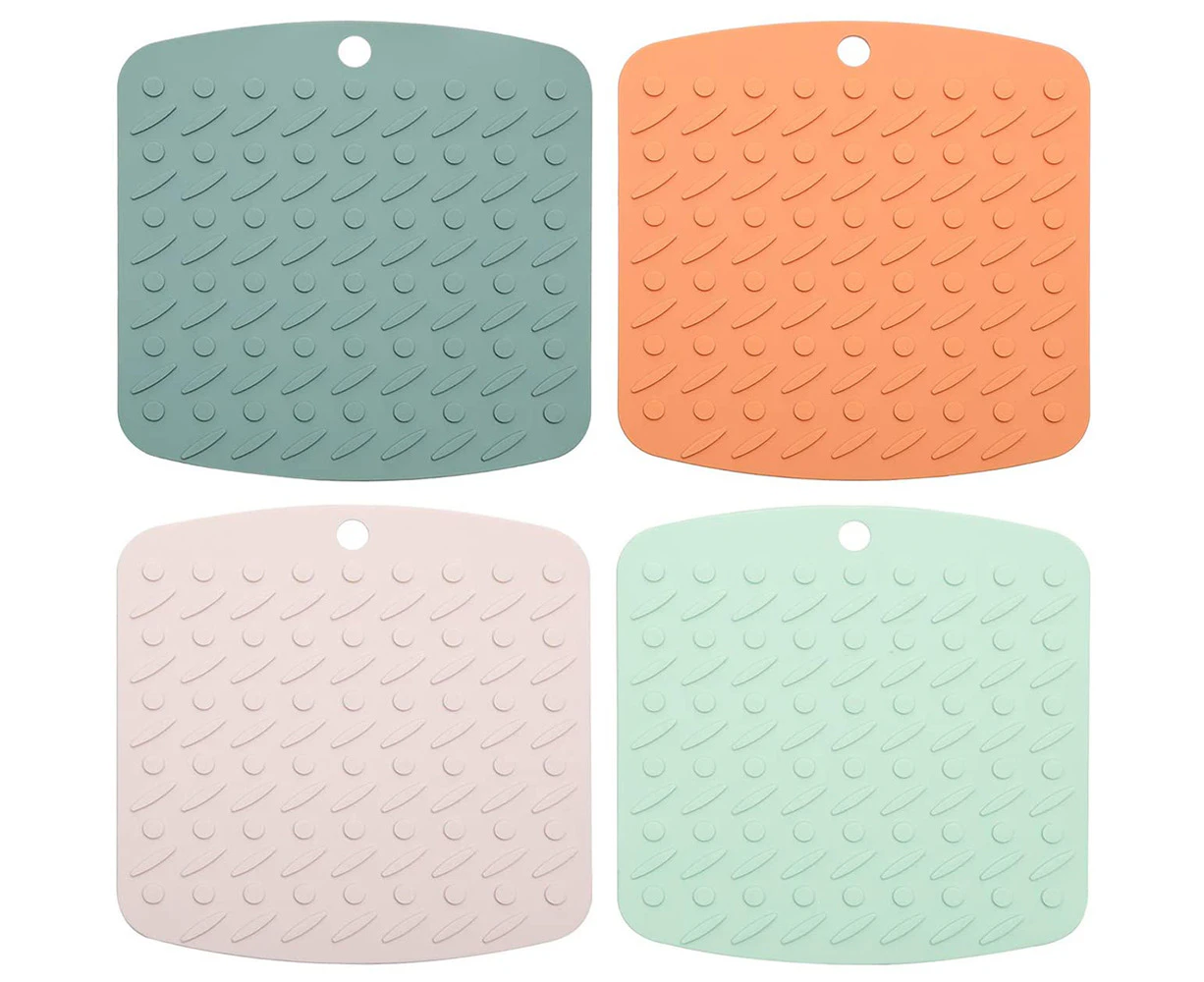 4pcs Silicone Pot Holder Trivets,Heat Resistant Trivet Potholder