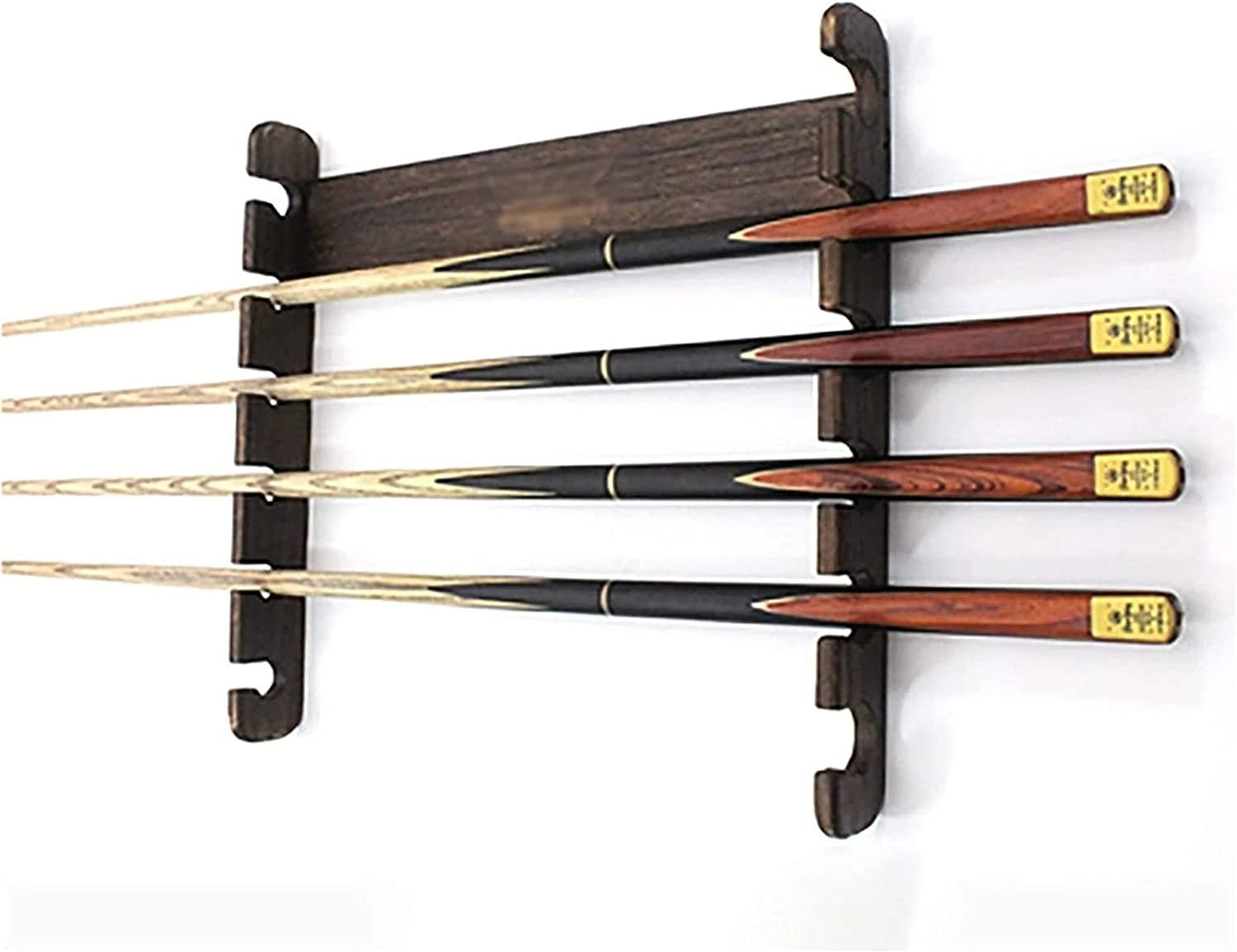 6 Pool Cue Rack,Modern Pool Stick Holder Wall Mounted Horizontal Wooden Pool Billiard Stick for Billiard Room or Club