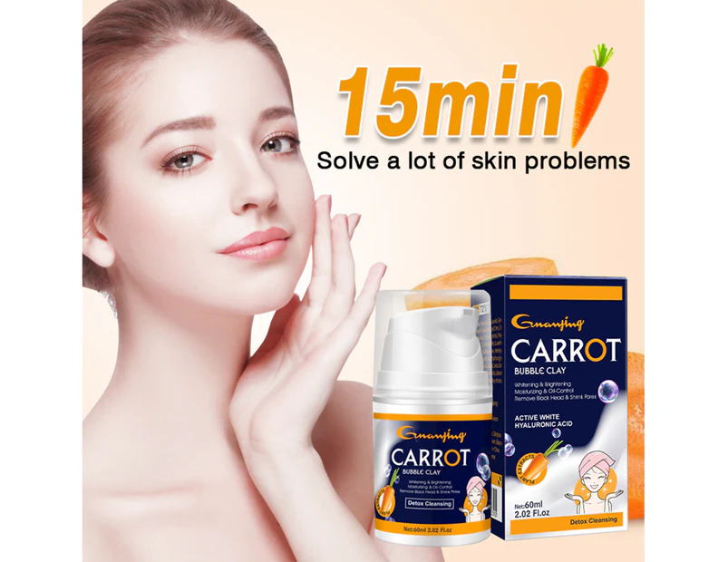 60ml Cleansing Masque Rapid Foaming Quick Absorb Portable Nourishing Non-irritating Refreshing Lightweight Carrot Bubble Clay Masque for Girl-60ML