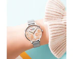 CURREN Fashion Watch Women Stainless Steel Mesh Band Charming Wrist Casual Quartz Wristwatches with Flower