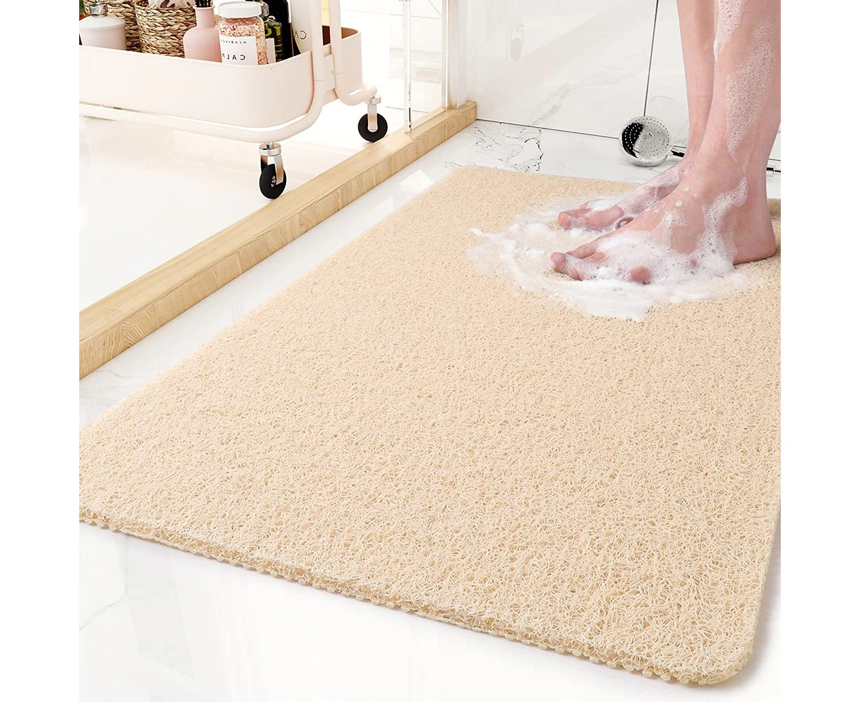 Non-Slip Bathtub Mats, Quick Drying Shower Mats for Bath Tub, PVC Loofah Bathroom Mats for Wet Areas - Beige - BathtubMat-02-4060Beige