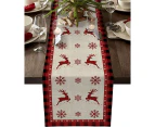 Christmas Table Runner,Christmas Snowflake Elk Rustic Table Runner