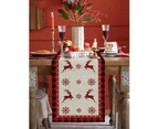 Christmas Table Runner,Christmas Snowflake Elk Rustic Table Runner