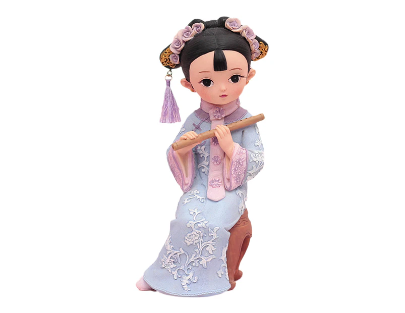 Anime Figure Chinese Vintage Style Decorative Resin Cartoon Girls Model Toy for Birthday Gift Blue