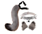 Hair Clips Cocker Tail Animal Element Adjustable Faux Fur Solid Wolf Tail Ears Collar for Cosplay-Grey - Grey