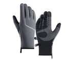 1 Pair Unisex Winter Waterproof Warm Touch Screen Gloves for Cycling Running-Grey