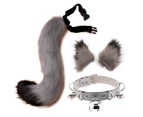 Hair Clips Cocker Tail Animal Element Adjustable Faux Fur Solid Wolf Tail Ears Collar for Cosplay-Grey - Grey