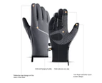 1 Pair Unisex Winter Waterproof Warm Touch Screen Gloves for Cycling Running-Grey