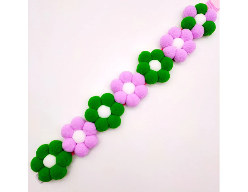 Cats Collar Flower Decoration Adjustable Skin Friendly Pet Kitten Necklace Loop for Pet Product-Green Purple XL