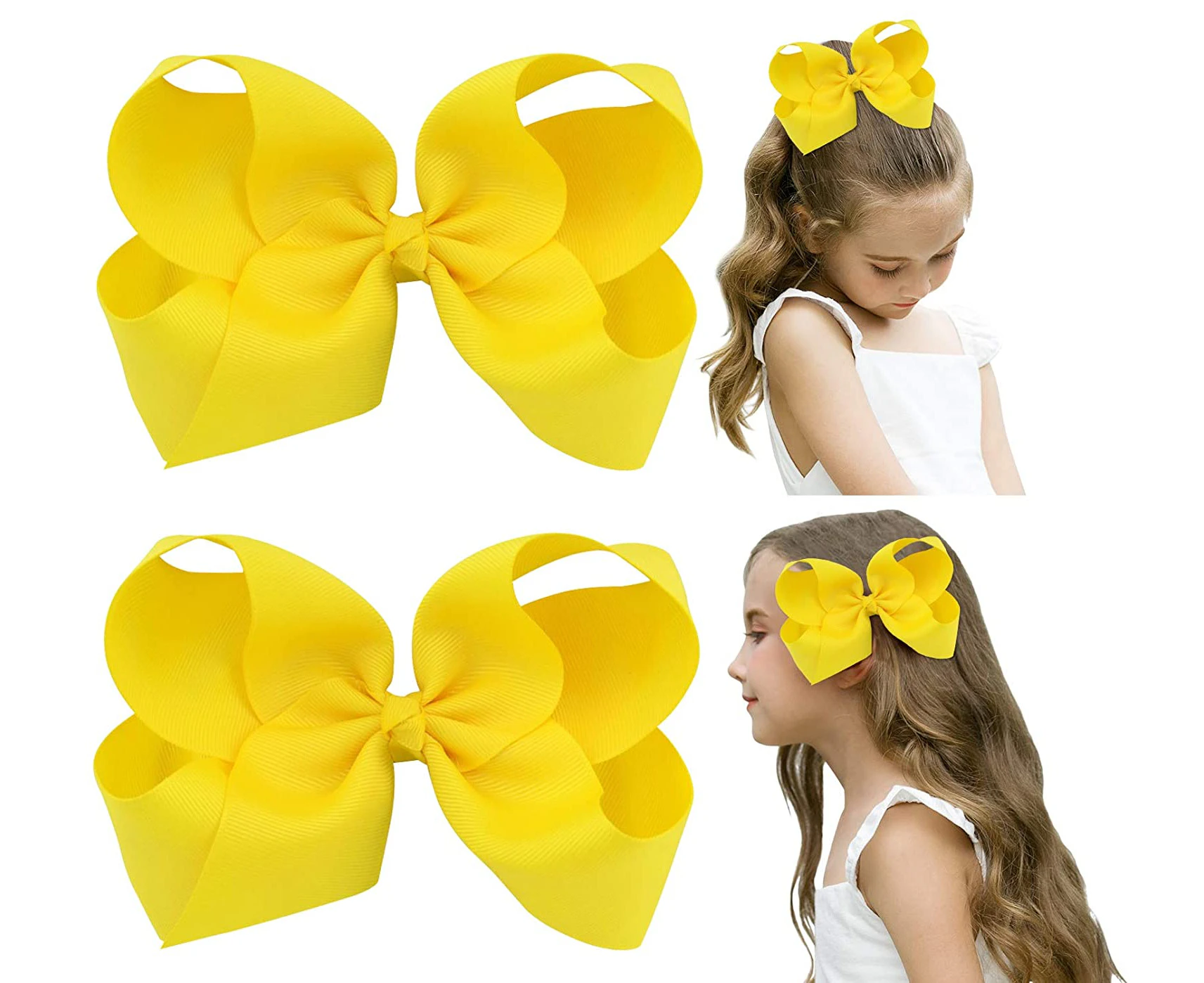 2-Piece Giant Cheerleading Bow Hair With Ponytail Clip, Suitable For Young Women And Children