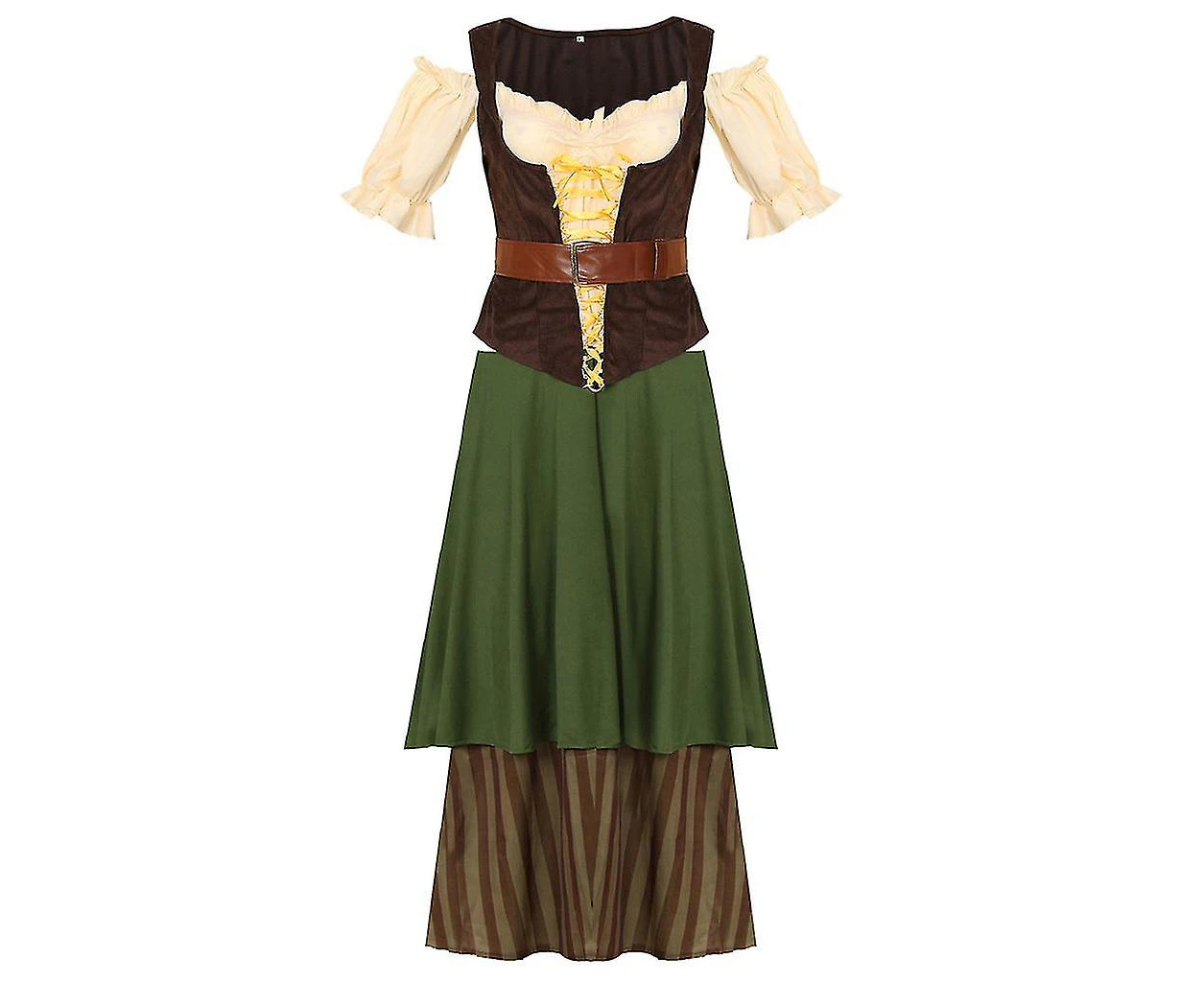 Ladies Medieval Costume German Beer Maid Oktoberfest Dirndl Dress Cosplay Costume Party Dress Plus Size - M