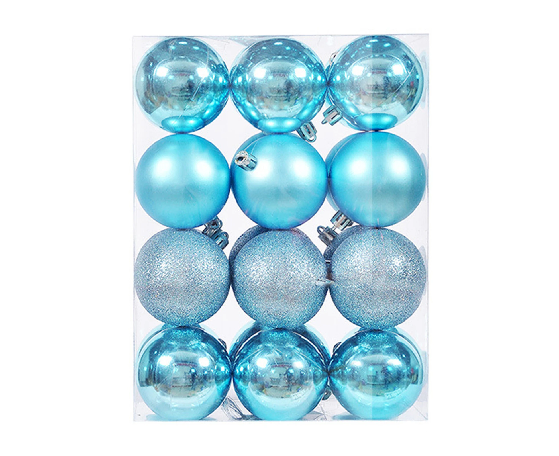 24Pcs Christmas Balls Bright Color Matte Finish Smooth Surface Shatterproof PS Material Xmas Tree Glitter Balls Christmas Party Ornament for Home Lake Blue