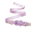 ricm Wedding Belt Eye-catching Wear Resistant Fabric Rose Flower Wedding Dress Sash for Women-Light Purple