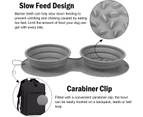 Double Collapsible Dog Bowls, Portable Travel Pet Slow Feeder Bowls, Foldable Expandable Cup with Non-Spill Mat
